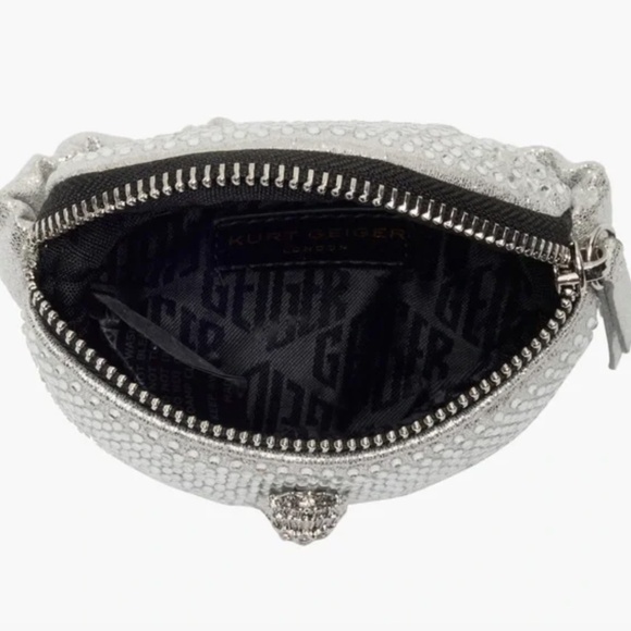 Kurt Geiger Silver Metallic Rhinestone Kensington Wristlet - Picture 5 of 6